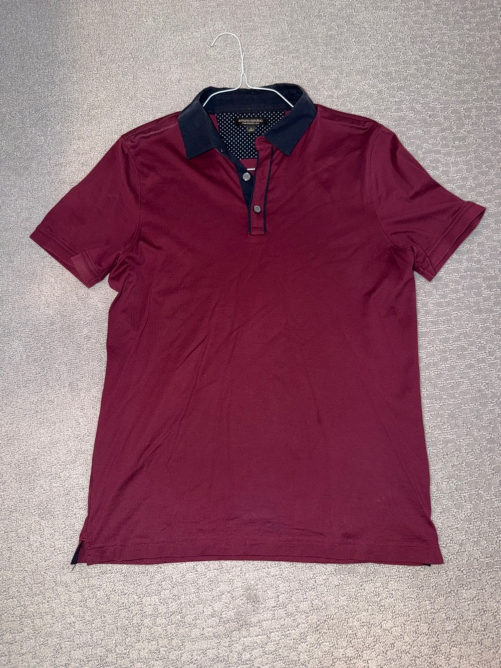Banana Republic Performance Polo - Burgundy with Navy Collar